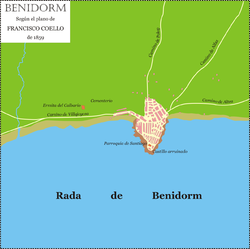 Extensión de Benidorm en 1859