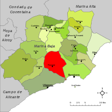 Localización de Finestrat respecto a la Marina Baja
